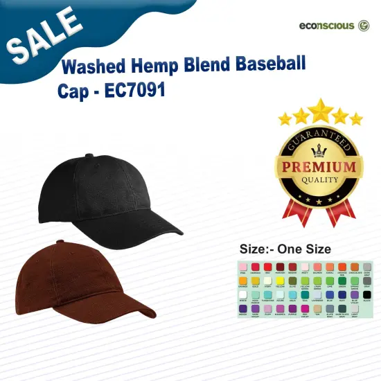 Econscious&reg; Washed Hemp Blend Baseball Cap BLACK {2}