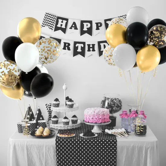 Black and Gold Confetti Balloons 60pcs {2}