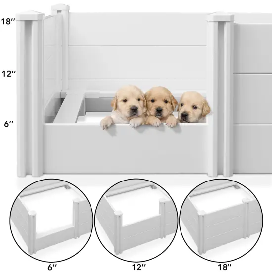 SmithBuilt 48" x 48" x 18" Whelping Box for Dogs and Puppies, Heavy Duty PVC Whelping Pen and Birthing Box with Rails and Adjustable Height Door, White {2}