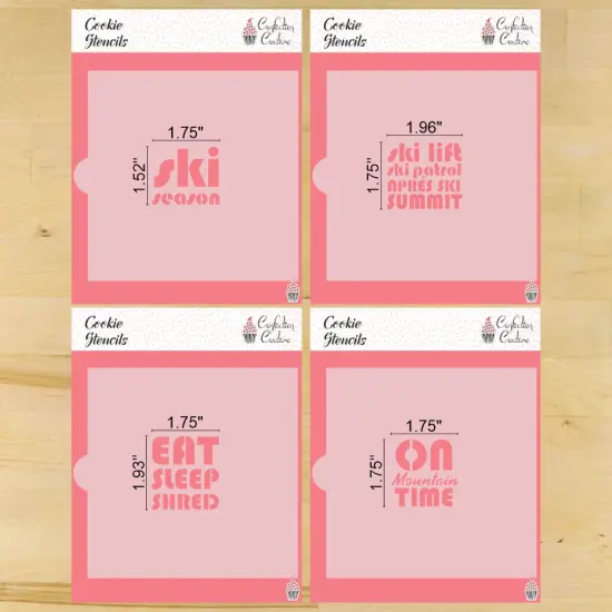 Skiing Message Cookie Stencil Set | Sports Cookie Stencil | DIY Stencil | Craft Stencil | Confection Couture | {2}