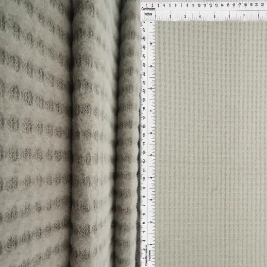 1 Yard Waffle Brushed Solid Fabric, 58/60&Prime; Wide Polyester Rayon Spandex Blend GREY {1}