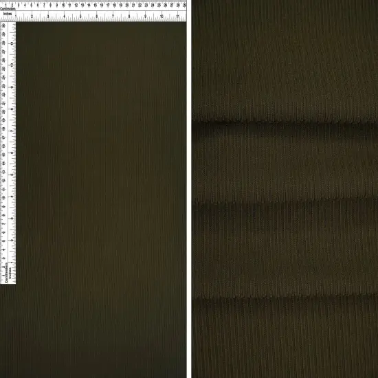 1 Yard Stretchy 4x2 Yummy Rib Fabric, Polyester Spandex Knit, 58/60&Prime; Wide OLIVE {1}
