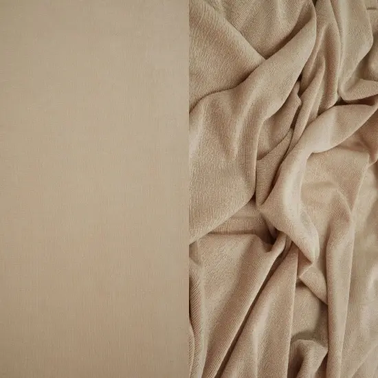 1 Yard Slinky Rib 1x1 Solid Knit Fabric 240 GSM, 52/54&Prime; Wide Polyester Spandex Blend TAUPE {1}