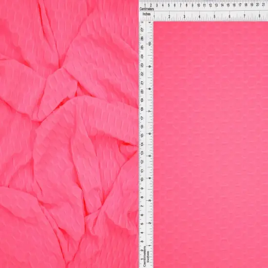 1 Yard Polyester Spandex Honeycomb Knit Solid Fabric 58/60" Width NEON PINK {5}