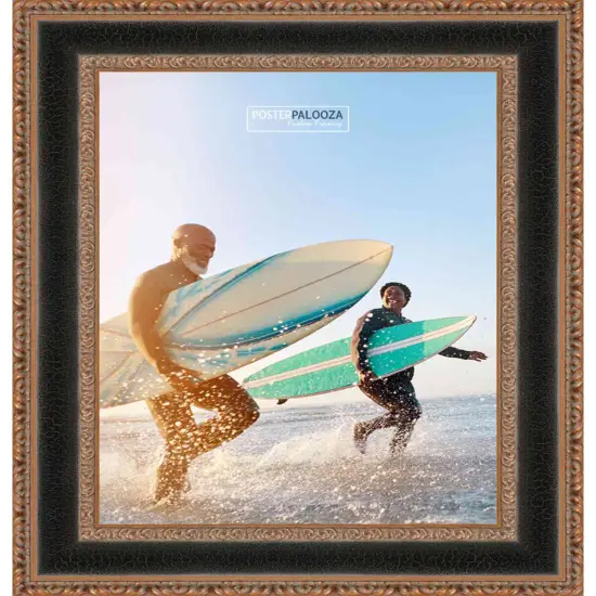 Photo Size Ornate Brown Picture Frame - UV Acrylic, Foam Board Backing, Hanging Hardware {4}