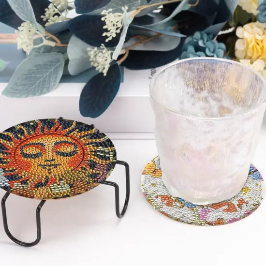 10 Pcs Tarot Diamond Art Painting Coasters with Holder, DIY Sun Moon Stars Diamond Art Painting Kits for Beginners, Adults & Kids {3}
