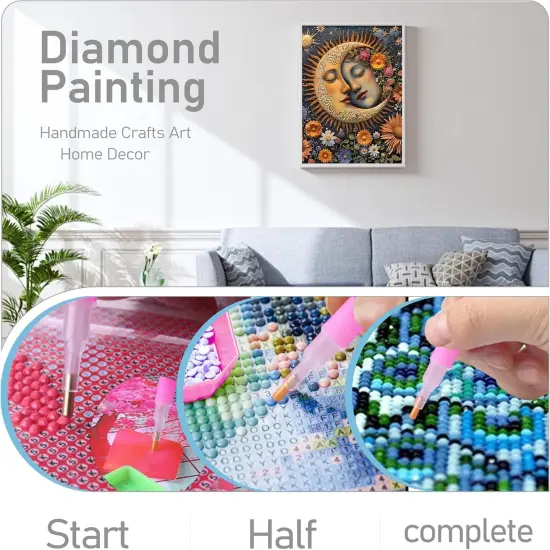 Moon Diamond Painting Kits for Adults,DIY Diamond Art Painting Round Full Drill 12x16in,5D Diamond Dots Art for Beginning Home Wall Decor {4}