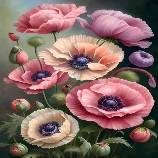 Flowers Paint by Numbers Kit for Adults, Paint by Number Pink Flowers, Paint by Numbers Kit for Adults Beginner, Adults' Paint-by-Number Kits for Gift and Home Wall Decor 16x20 Inch {1}