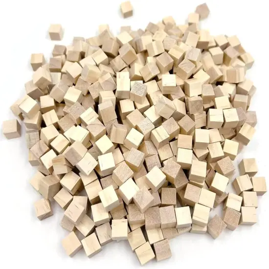 Wood Blocks for Crafts, Unfinished Wood Cubes, 1cm Natural Wooden Blocks {1}