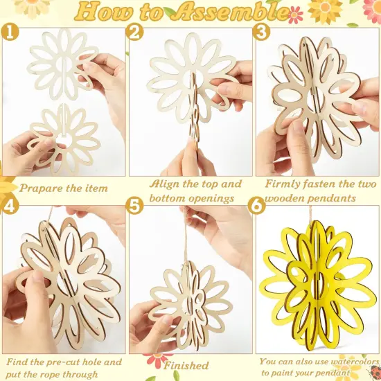 Spring Decor Wooden Ornaments Craft - 12 Set Insect {4}