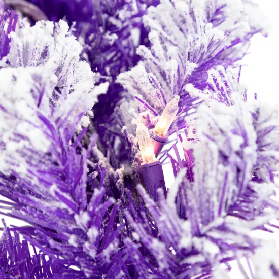 Northlight Pre-Lit Artificial Flocked Pine Christmas Garland - 9' - Purple - Clear Lights {5}