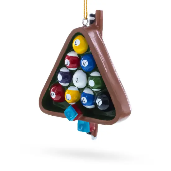 Billiards Pool Table Rack with Balls Resin Christmas Ornament {1}