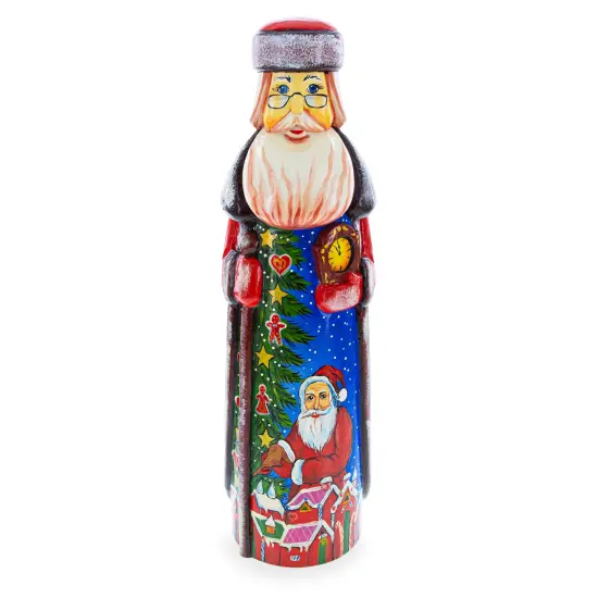 Santa Delivering Christmas Gifts Hand Carved Solid Wood Santa 11 Inches {1}