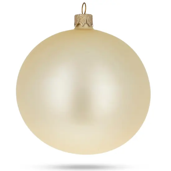 Set of 4 Beige Glass Ball Christmas Ornaments 4 Inches {4}