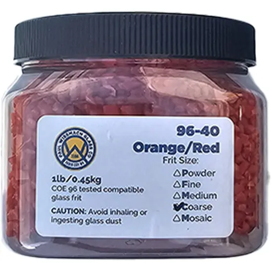 Wissmach Frit Coarse Orange/Red Opal Striker 96-40 1Lb. Jar 96 COE {2}