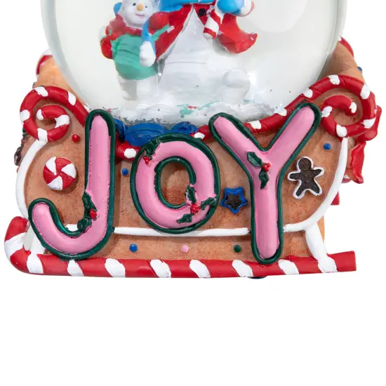 Northlight Musical Joy Gingerbread Sleigh with Snowman Christmas Snow Globe - 5.25" Pink {4}
