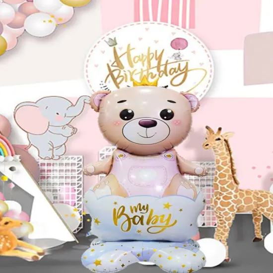 Bear with a Crown Girl. Standing Foil Balloon Decoration F07M1-3 {2}