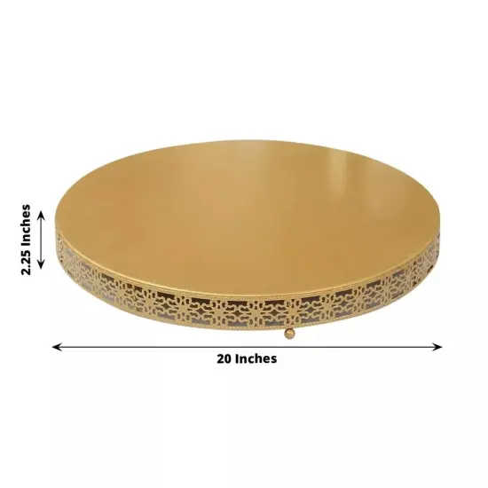 20 in Gold Metal Fleur De Lis Round CAKE STAND Dessert Display Pedestal Party {4}
