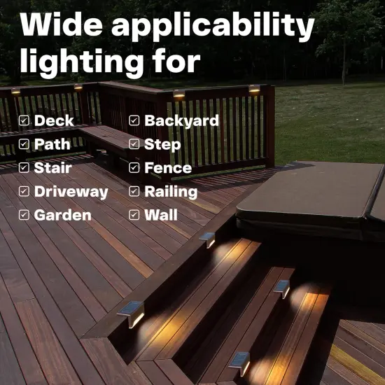 Solar Deck Lights, LED 16 Pack to Fence Post, Deck Lights, Waterproof, Powered Deck Decorations Outdoor, Solar Fence Lights,Patio, Garden, Step, Yard, and Pathway(Warm White) {2}