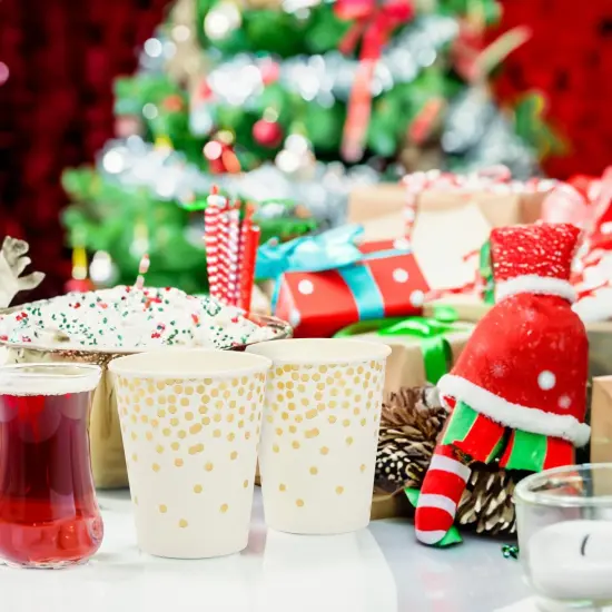 50 Pack 9oz Gold Paper Cups for Hot Drinks, Party Supplies, Weddings, Bridal Showers {2}