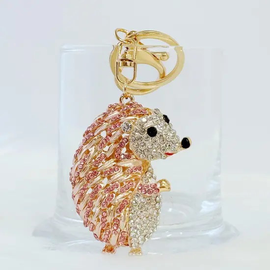 Wrapables Crystal Bling Keychain, Keyring Purse Handbag Pendant Charm, Rose Gold Hedgehog {5}