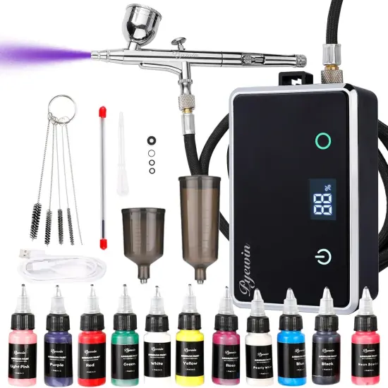 Upgraded Cordless Airbrush Kit with Compressor, Dual Action Trigger {1}