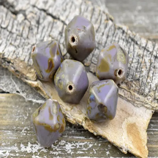 *18* 11x10mm Lilac Silk Picasso Lantern Bicone Beads {3}