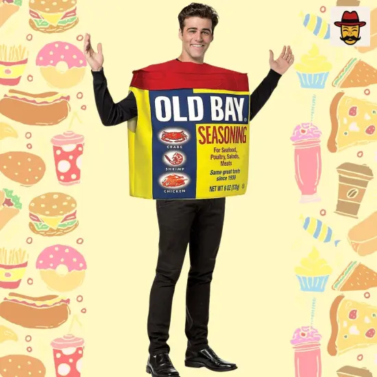 Adult's Old Bay Seasoning Can Costume Funny Food Spice Tunic Funny Seasoning Outfit {2}
