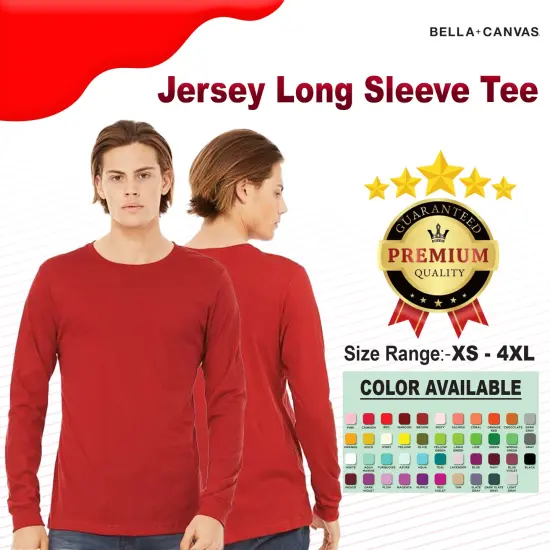 BELLA + CANVAS&reg; Crewneck Jersey Long Sleeve Tee Red {2}