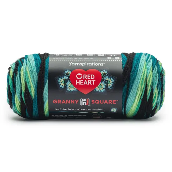 Red Heart All in One Granny Square Yarn 24 Pack-Black- Cyber Leaf {3}