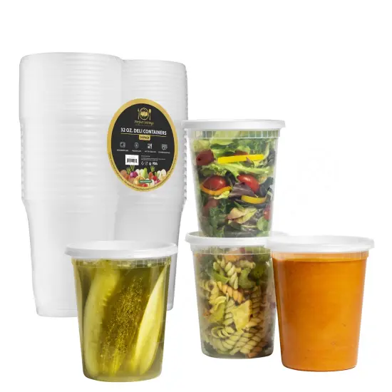 Perfect Settings 32oz Deli Containers with Lids - 24 Sets Quart Freezer Storage Containers - Leakproof, Stackable, Microwave Safe Soup Storage Plastic Soup Containers for Meal Prep Leftovers Takeout {2}