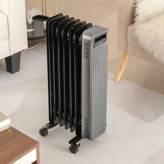 1500W Portable Oil-Filled Radiator Heater for Home and Office-Black {2}