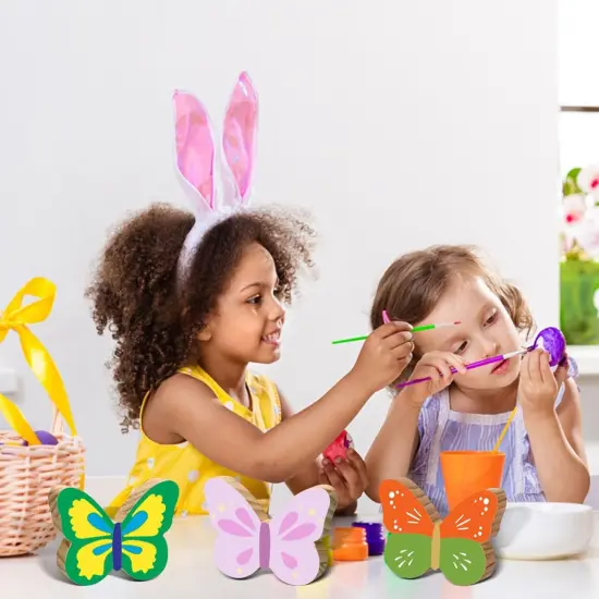 12 Pcs Butterfly Wooden Cutouts Unfinished Butterfly Shaped Table Signs Wood Butterfly Blocks to Paint Blank Wooden Table Centerpieces for DIY Crafts Spring Home Tiered Tray Decor,3.94x2.95 {2}