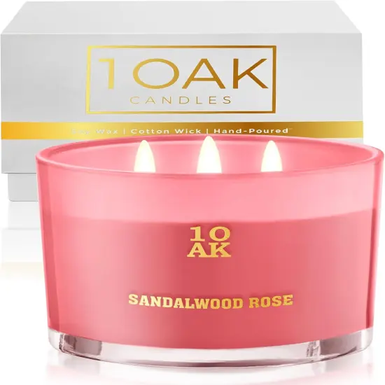 Rose Candle - 3 Wick Candle (12.4oz) - Large Soy Wax Scented Candle - Luxury Candles for Home - Elegant Candles - Housewarming Gift for Women and Men {1}