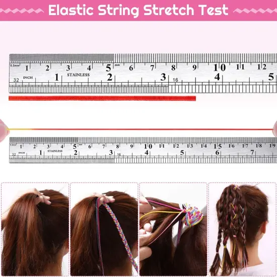 Elastic String for Bracelets, Selizo Bracelet Bead String Elastic Cord for Bracelets, Necklace, Beading, Jewelry Making and Braided Hair Styling (1.2 MM, 109 Yards, Rainbow Color) {6}