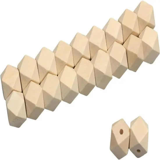 Geometric Wooden Beads, 16mm Smooth Loose Beads Unfinished Spacer Beading Supplies for Handmade Crafts, 50pcs (3mm Hole) {1}