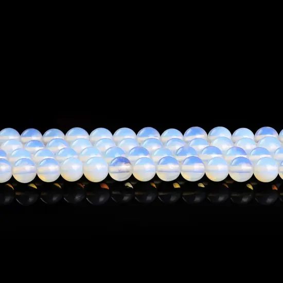 10MM White Opal Agate Beads Gemstone Beads Round Smooth Beads Good Luck for Jewelry Making DIY Gifts for Family and Friends (Opal, 10mm) {4}