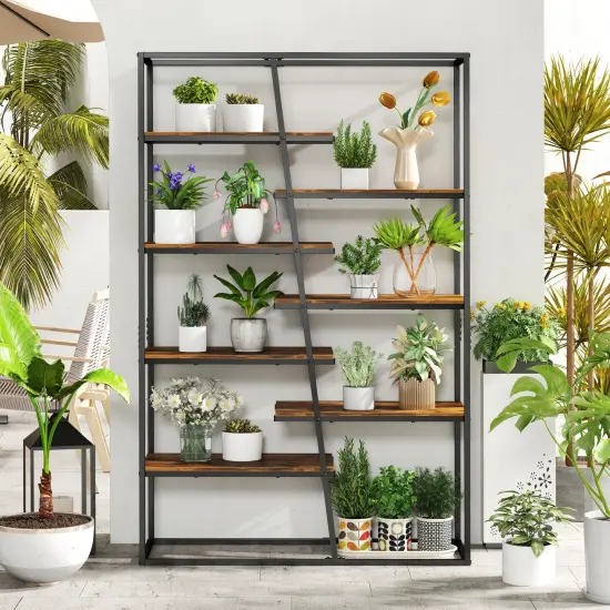 71-Inch 7-Tier Etagere Bookcase with Heavy-Duty Metal Frame and {3}