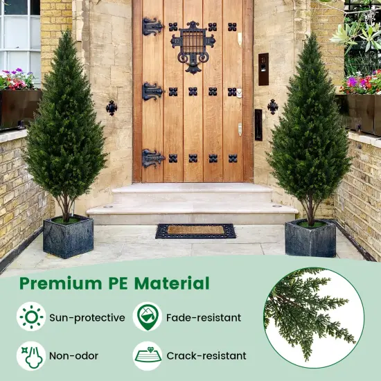 Green 4 Feet Artificial Topiary Tree Set of 2 Perfect for Indoor Outdoor Decor {6}