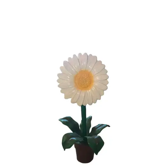 Small White Daisy In Pot Flower Statue {1}