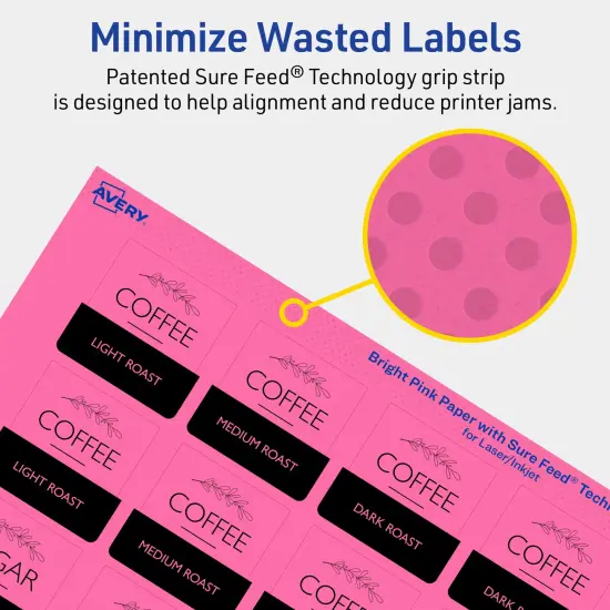 Avery Bright Pink Paper Labels, 1.5" x 1.5" Square {4}