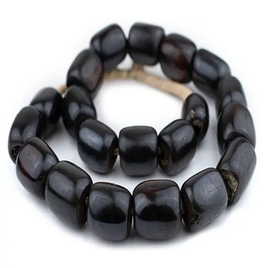 The Bead Chest Black Batik Bone Beads Barrel 22mm Kenya African Cylinder Large Hole 24 Inch Strand Handmade {3}