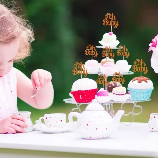 24Pcs Pumpkin Oh Baby Cupcake Toppers Orange {5}