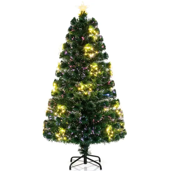 Pre-Lit Artificial Christmas Tree with Warm-White Fairy Lights and Flame-Retardant PVC Leaves {4}