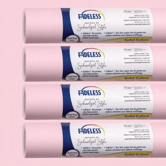 Schoolgirl Style Bulletin Board Paper, 48" x 12', Pretty in Pink, 4 Rolls {1}