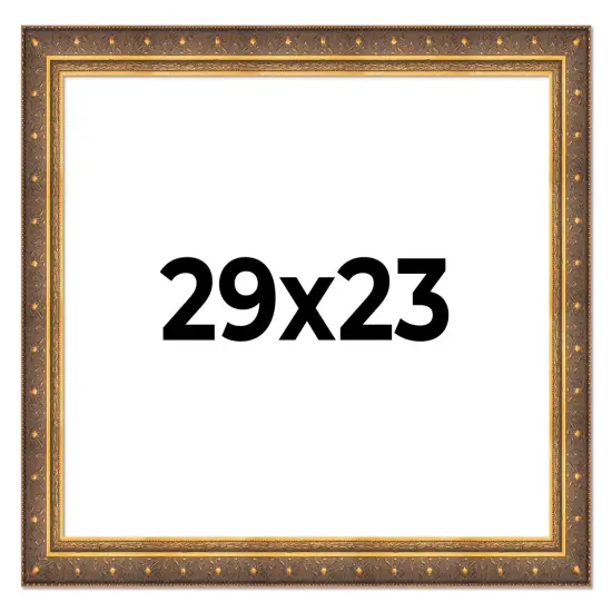 Photo Size Museum Gold Picture Frame - UV Acrylic, Foam Board Backing, Hanging Hardware {1}