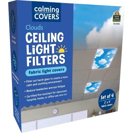 Calming Covers Ceiling Light Filters, 2' x 4', Clouds, Pack of 4 {1}