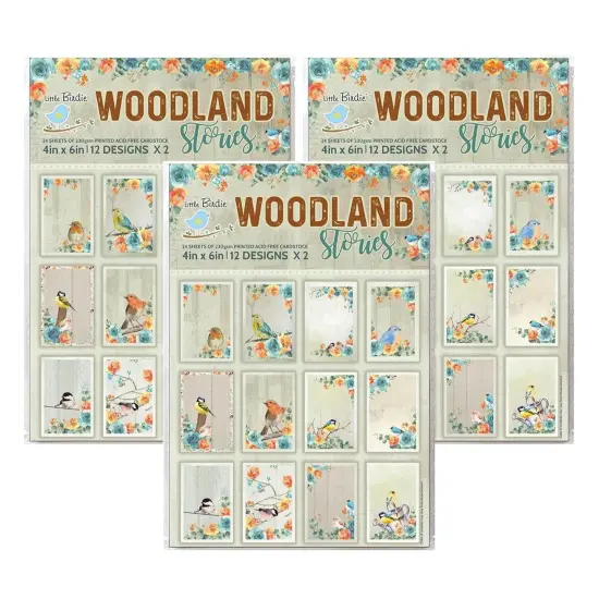 Pack of 3 - Little Birdie Woodland Stories Journaling Cards 4"X6" 24/Pkg-Woodland Stories {1}