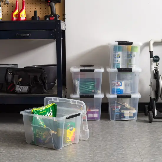 IRIS USA 20 Qt. Plastic Storage Bins with Lids, Clear, Latching, Stackable, Totes 6Pk {3}