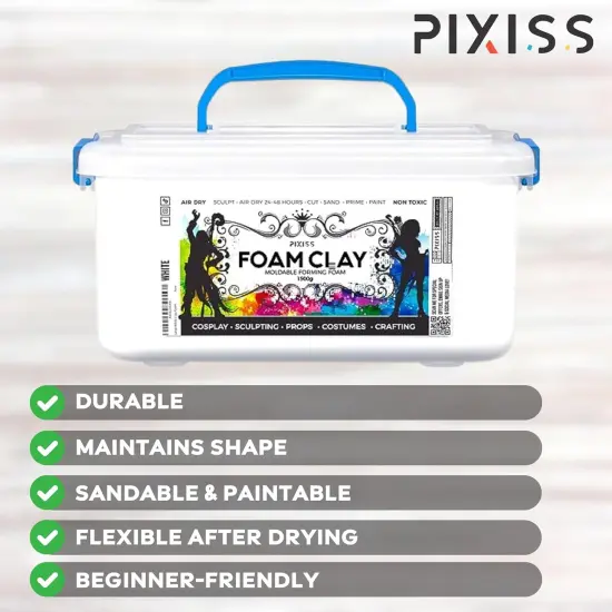 Foam Modeling Clay For Sculpting & EVA Foam - 1500g Cosplay Foam Clay Air Dry (White Foam) and 2 Cosplay EVA Foam Rolls (35cm x 150cm x 5mm Foam Roll, White), Air dry foam clay for Craft Foam Clay Kit {2}